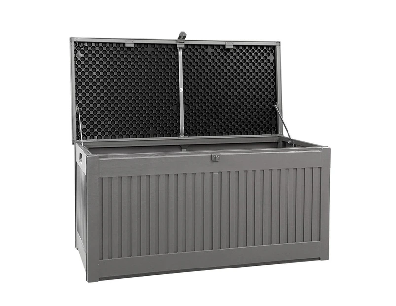 Outdoor 270L Lockable Weatherproof Garden Tools Storage Box Bench Dark Grey