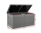 Outdoor 270L Lockable Weatherproof Garden Tools Storage Box Bench Dark Grey