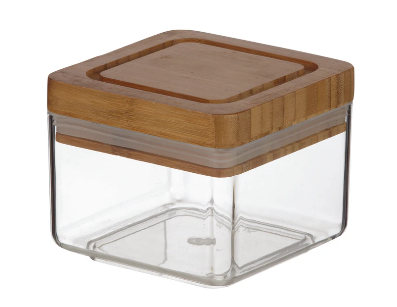 Davis & Waddell Acrylic Kitchen Canister with Bamboo Lid 600ml Square Airtight Food Containers