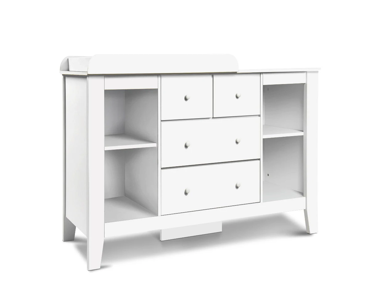 Keezi Baby Change Table Tall boy Drawers Dresser Chest Storage Cabinet White