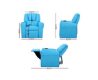 Keezi Kids Recliner Chair Blue PU Leather Sofa Lounge Couch Children Armchair