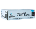 2 x 100pk Saniflex Large Size Disposable Vinyl Gloves