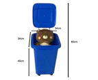 32L Wheels Mini Storage Bin Rubbish bin Trash Trolley Lid Dustbin Can - Blue