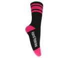 Hard Yakka Women's Bamboo Work Socks 3-Pack - Black/Pink