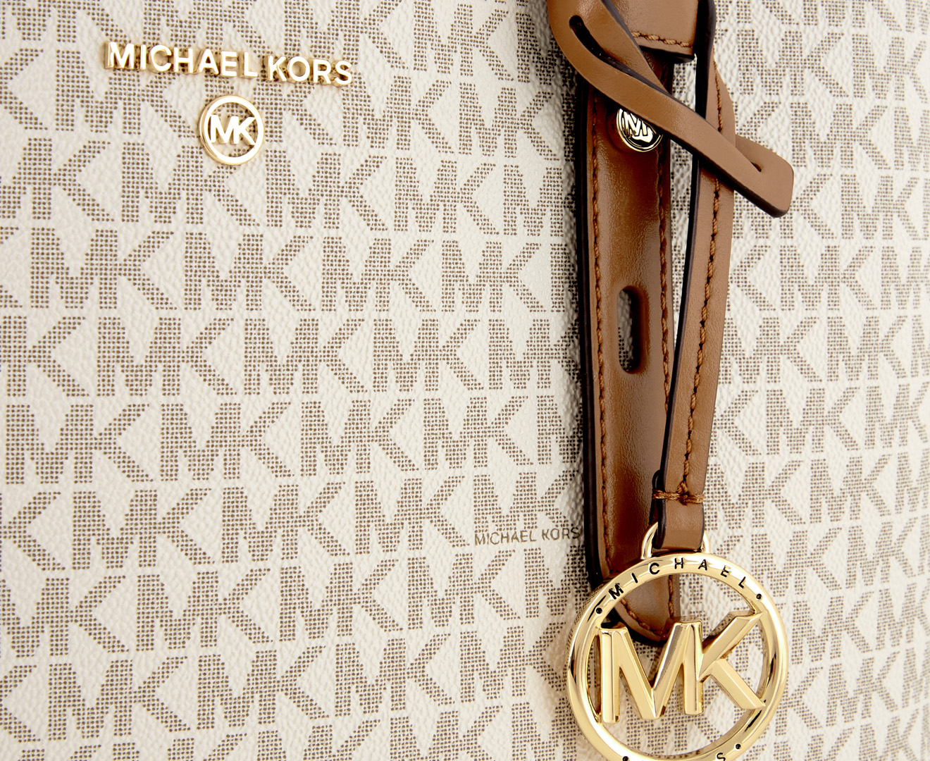NWT Michael Kors Mel Medium Tote Brown Acorn Signature Canvas & Leather Bag