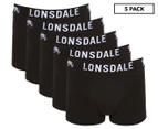 Lonsdale Men's Everyday Short Leg Cotton Trunks 5-Pack - Black