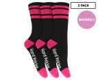 Hard Yakka Women's Bamboo Work Socks 3-Pack - Black/Pink