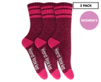 Hard Yakka Women's Bamboo Work Socks 3-Pack - Pink Marle