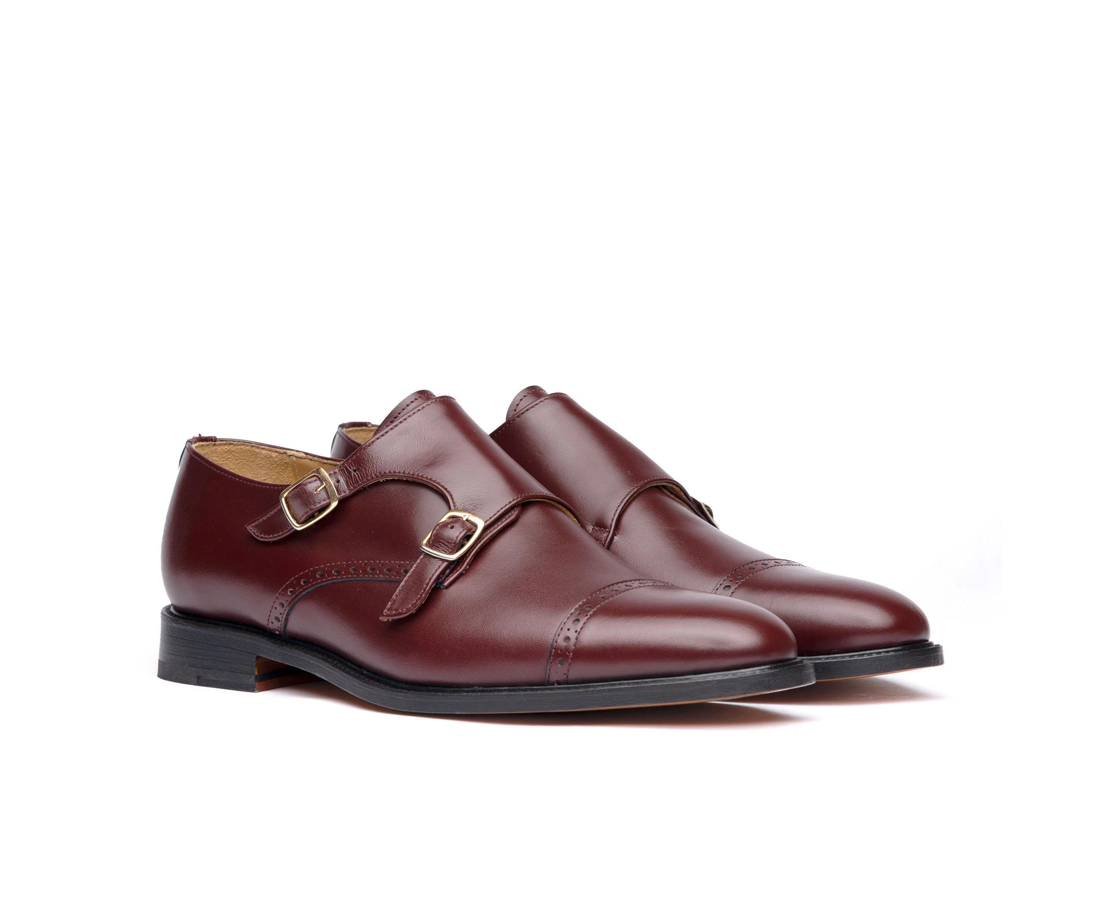 Sparrods & Co Oslo Mens Monk Strap Shoes - Burgundy