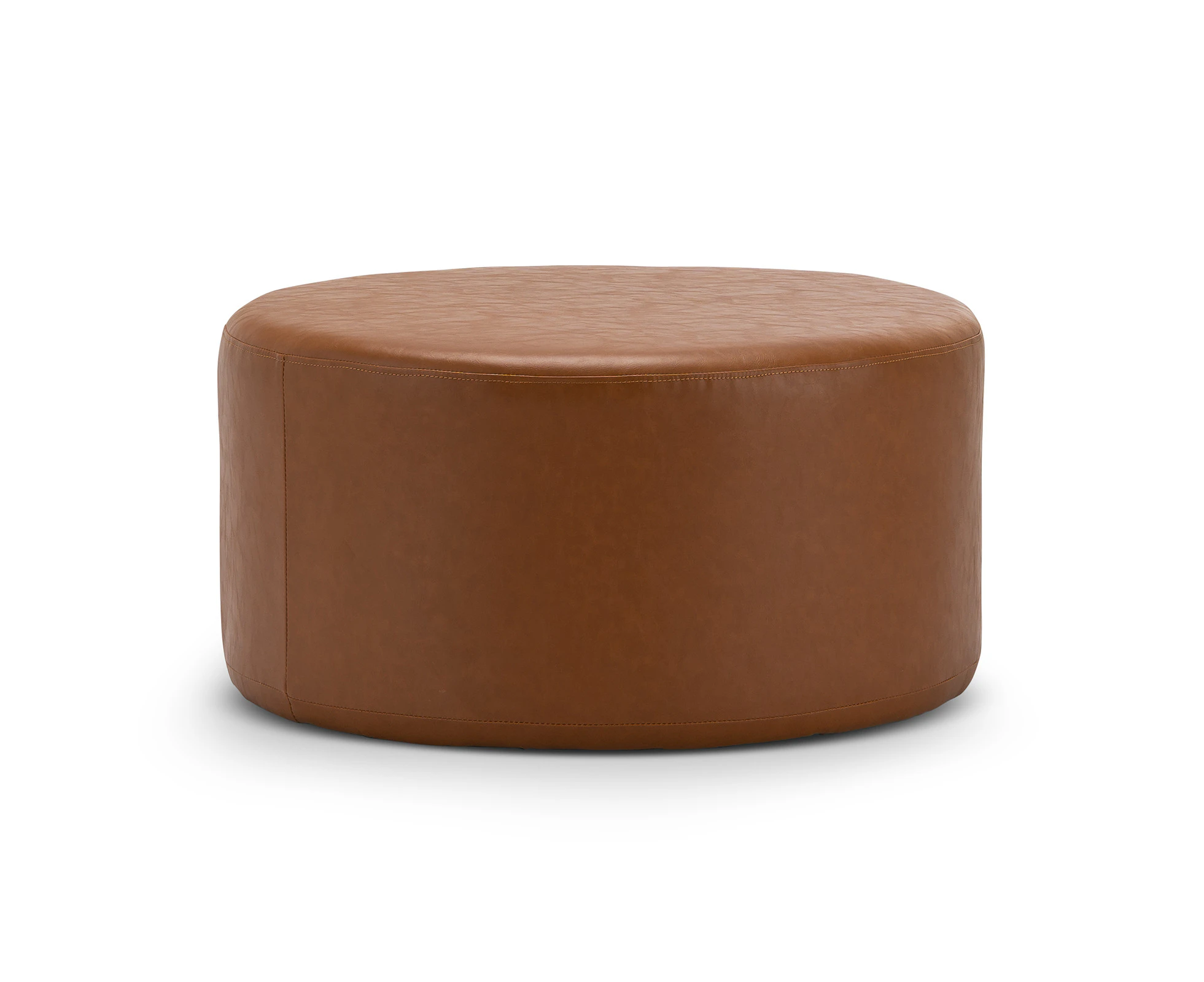 Halle Medium 70cm Round Ottoman in Whiskey Tan Vegan Leather