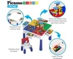PicassoTiles PBT580 Kids Activity Center Table & Chair Set Study Desk Sandbox Water Tight Container Storage All-in-1 STEM Toy Kit Playset with 581pc 1