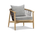 Tait Solid Ashwood Oak Woven Rope Lounge Armchair