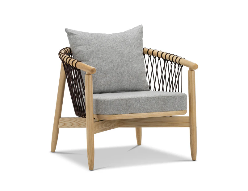 Tait Solid Ashwood Oak Woven Rope Lounge Armchair