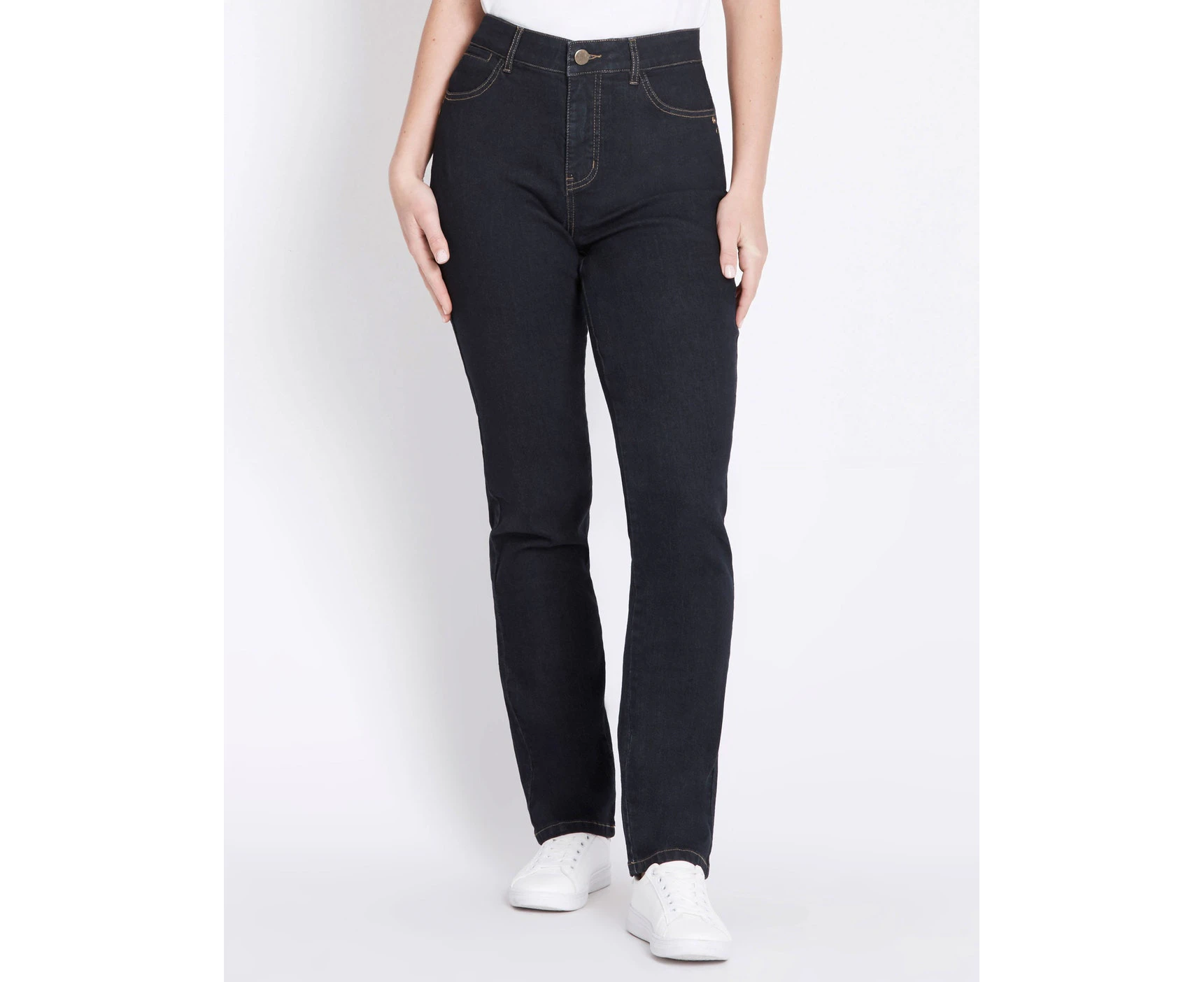 Rockmans - Womens Jeans - Blue Full Length - Cotton Pants - Denim Work Clothes - Winter - Indigo Wash - Elastane - Office Wear - Fashion Trousers