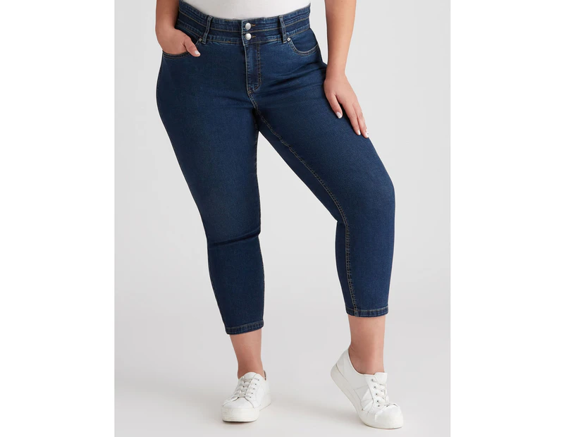 Autograph Denim Slim Leg Short Jeans - Womens - Plus Size Curvy - Dark Denim