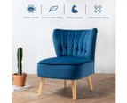 Giantex Modern Velvet Accent Chair Leisure Sofa w/Wood Legs & Thickly Padded Armless Dressing Table Chair for Living Room Bedroom,Blue