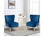 Giantex Modern Velvet Accent Chair Leisure Sofa w/Wood Legs & Thickly Padded Armless Dressing Table Chair for Living Room Bedroom,Blue