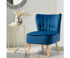 Giantex Modern Velvet Accent Chair Leisure Sofa w/Wood Legs & Thickly Padded Armless Dressing Table Chair for Living Room Bedroom,Blue