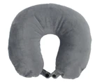 Micro-beads Large U-Shape Neck Pillow, Travel Pillow, Velour Cover - Gray
