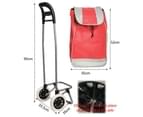 Shopping Trolley Foldable Oxford Fabrics Bags Luggage Wheels Folding Basket - Red 3