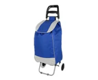 Shopping Trolley Foldable Oxford Fabrics Bags Luggage Wheels Folding Basket - Blue