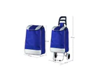 Shopping Trolley Foldable Oxford Fabrics Bags Luggage Wheels Folding Basket - Blue