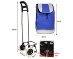 Shopping Trolley Foldable Oxford Fabrics Bags Luggage Wheels Folding Basket - Blue