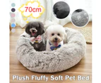 70cm Plush Fluffy Soft Pet Bed for Cats Dogs Sleeping Bed Cushion Grey