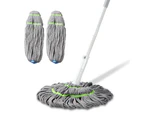 BOOMJOY Hand Free Twist Mop Microfibre Head Touchless Wring 3 Reusable Heads
