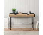 Black Study Desk Console Table with Slatted Drawers