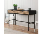 Black Study Desk Console Table with Slatted Drawers