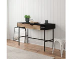 Black Study Desk Console Table with Slatted Drawers