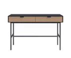 Black Study Desk Console Table with Slatted Drawers