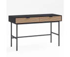 Black Study Desk Console Table with Slatted Drawers