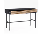 Black Study Desk Console Table with Slatted Drawers