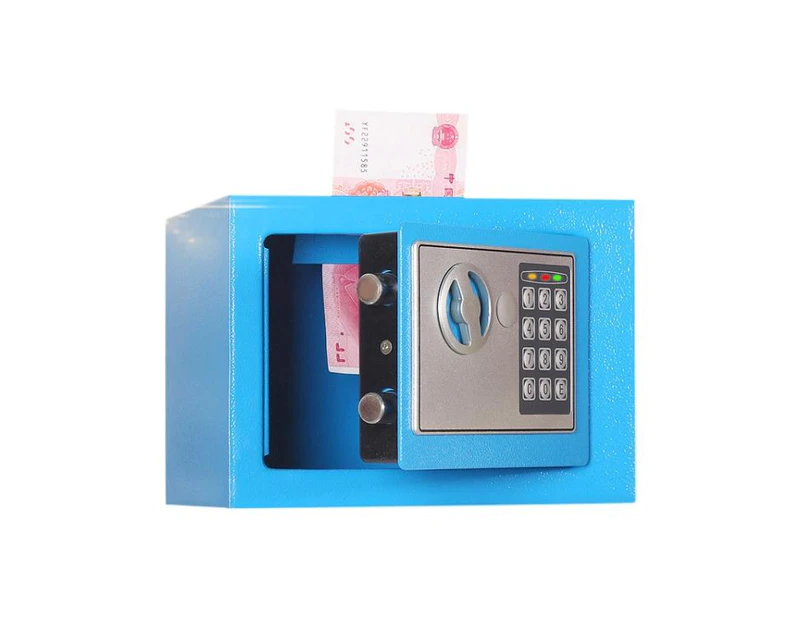 Home Mini Electronic Security Lock Box Wall Cabinet Safety Box (Blue)