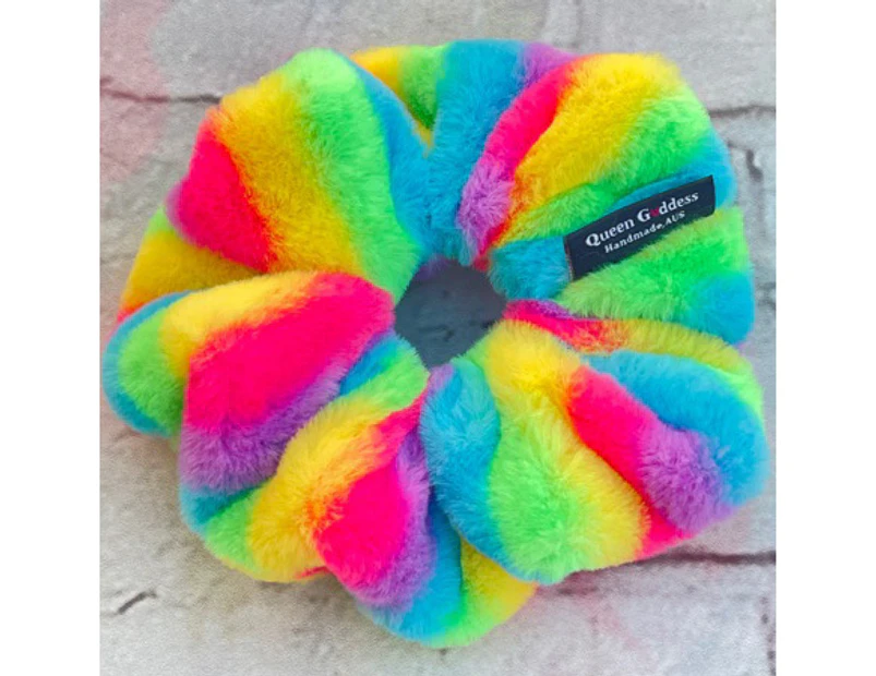Queen Goddess Scrunchies - The Fluffy Series - Fluffy Rainbow