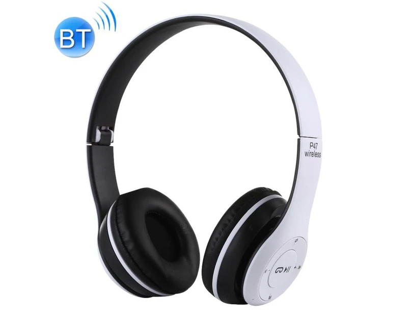 P47 Foldable Wireless Bluetooth Headphone with 3.5mm Audio Jack, Support MP3 / FM / Call (White)