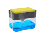 Press Soap Dispenser Kitchen Detergent Wash Presser Sponge Tray (Grey)
