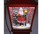 Christmas Musical Snowing Red Lamp with Santa Village Scene