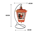 Christmas Musical Snowing Red Lamp with Santa Village Scene