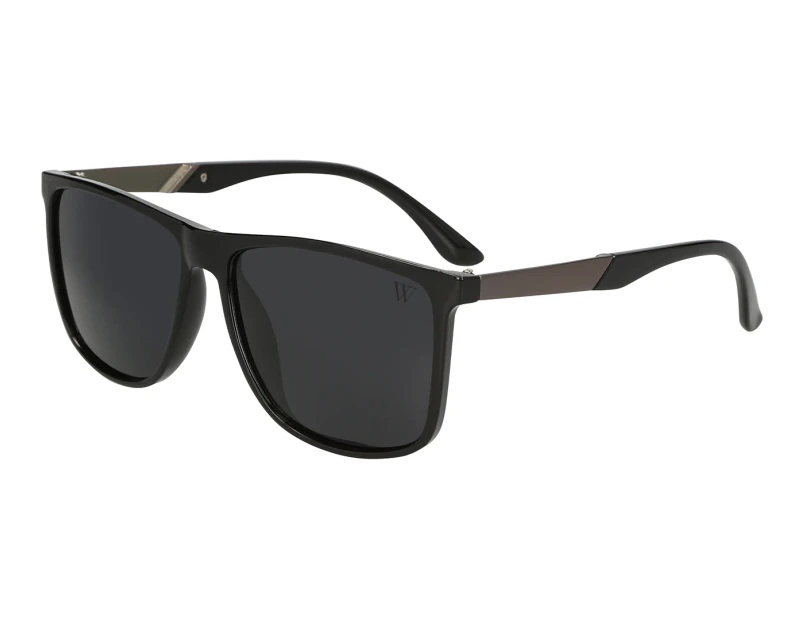 Winstonne Men's Henry Polarised Sunglasses - Shiny Black/Grey