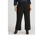 Autograph Crepe Pants Wide Legs - Womens - Plus Size Curvy - Black