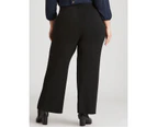 Autograph Crepe Pants Wide Legs - Womens - Plus Size Curvy - Black