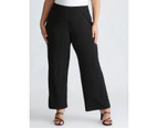 Autograph Crepe Pants Wide Legs - Womens - Plus Size Curvy - Black