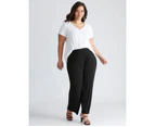 Autograph Crepe Pants Wide Legs - Womens - Plus Size Curvy - Black