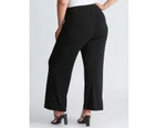 Autograph Crepe Pants Wide Legs - Womens - Plus Size Curvy - Black