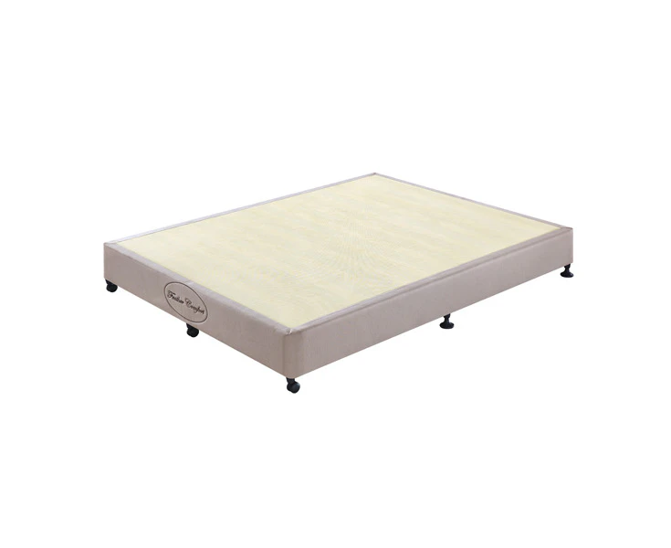 Mattress Base Ensemble Double Size Solid Wooden Slat in Beige with Removable Cover