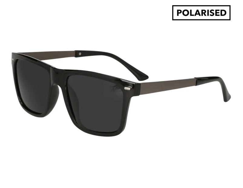 Winstonne Men's Isaiah Polarised Sunglasses - Shiny Black/Grey