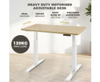 Lazy Maisons 120KG Motorised Electric Height Adjustable Standing Desk - White Frame - OZ Oak Desktop